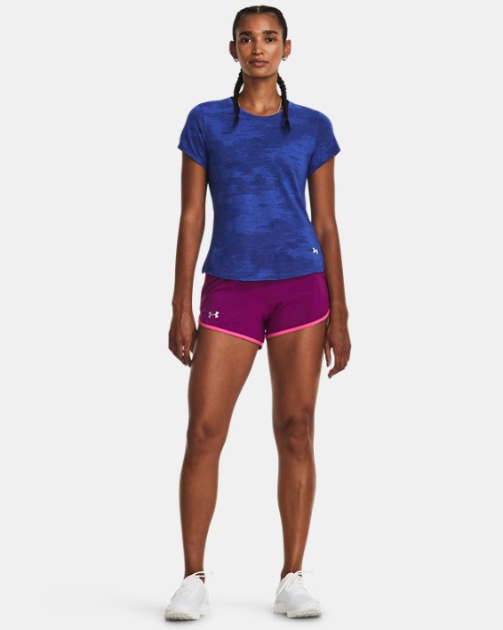 Women's UA Streaker Speed Camo Short Sleeve, Blue, pdpMainDesktop image number 2